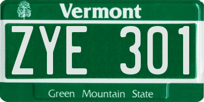 VT license plate ZYE301