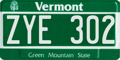 VT license plate ZYE302