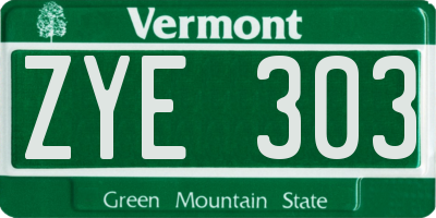 VT license plate ZYE303