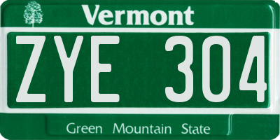 VT license plate ZYE304