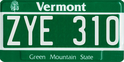 VT license plate ZYE310