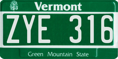 VT license plate ZYE316