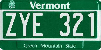 VT license plate ZYE321