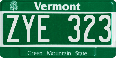 VT license plate ZYE323