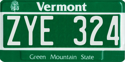 VT license plate ZYE324
