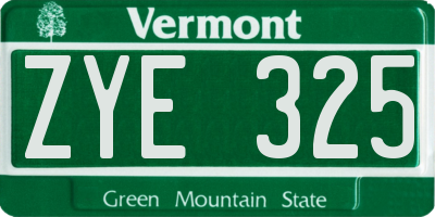 VT license plate ZYE325