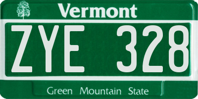 VT license plate ZYE328