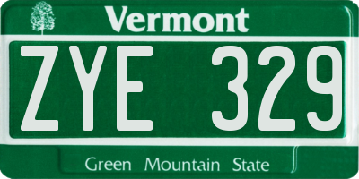 VT license plate ZYE329