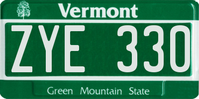VT license plate ZYE330