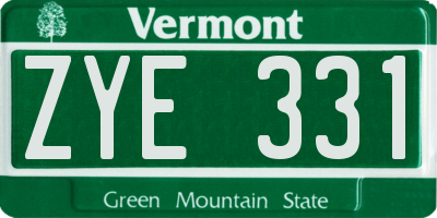 VT license plate ZYE331