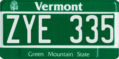 VT license plate ZYE335
