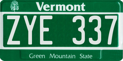 VT license plate ZYE337