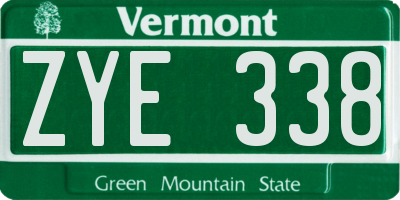 VT license plate ZYE338