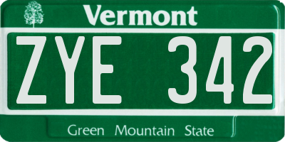 VT license plate ZYE342