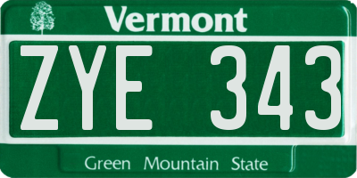 VT license plate ZYE343