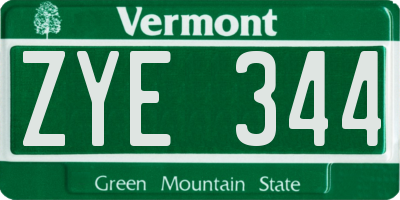 VT license plate ZYE344