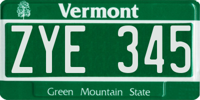 VT license plate ZYE345