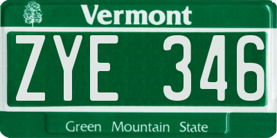 VT license plate ZYE346