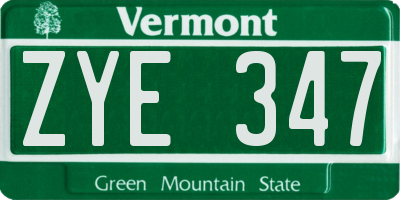 VT license plate ZYE347