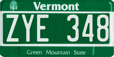 VT license plate ZYE348