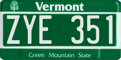 VT license plate ZYE351