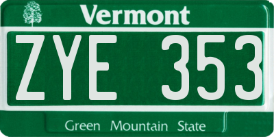 VT license plate ZYE353