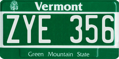 VT license plate ZYE356