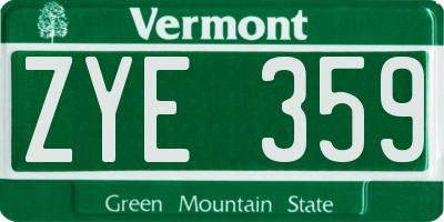 VT license plate ZYE359