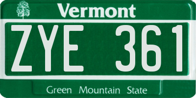 VT license plate ZYE361