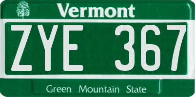 VT license plate ZYE367