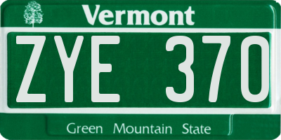 VT license plate ZYE370