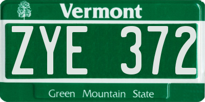 VT license plate ZYE372