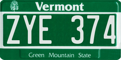 VT license plate ZYE374