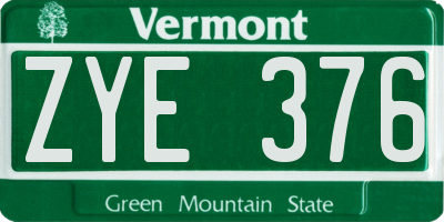VT license plate ZYE376