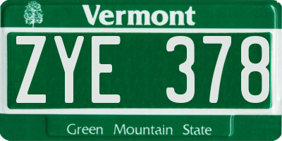 VT license plate ZYE378