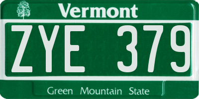 VT license plate ZYE379