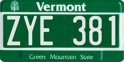 VT license plate ZYE381