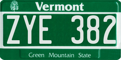 VT license plate ZYE382