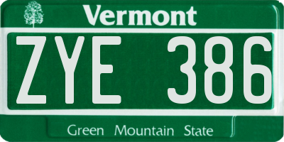 VT license plate ZYE386