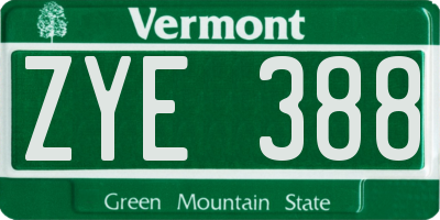 VT license plate ZYE388