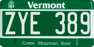 VT license plate ZYE389