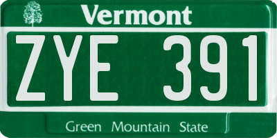 VT license plate ZYE391