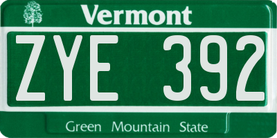 VT license plate ZYE392