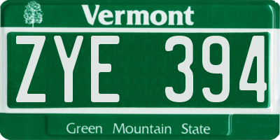 VT license plate ZYE394