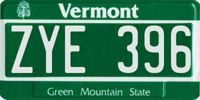 VT license plate ZYE396