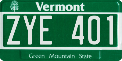 VT license plate ZYE401