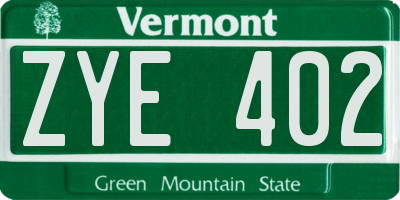 VT license plate ZYE402