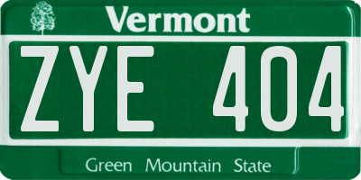 VT license plate ZYE404