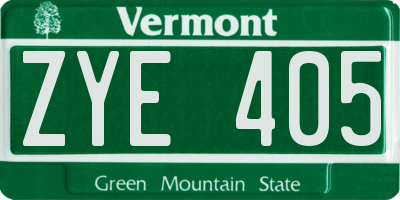VT license plate ZYE405