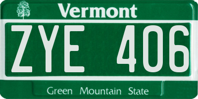 VT license plate ZYE406